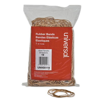 Universal™ Rubber Bands, Size 19, 0.04" Gauge, Beige, 1 lb Bag, 1,240/Pack
