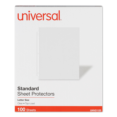 Universal™ Top-Load Poly Sheet Protectors, Standard, Letter, Clear, 100/Box