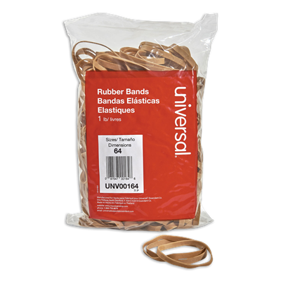 Universal™ Rubber Bands, Size 64, 0.04" Gauge, Beige, 1 lb Bag, 320/Pack