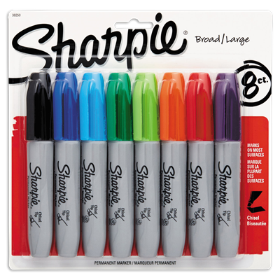 Sharpie® Chisel Tip Permanent Marker, Medium Chisel Tip, Assorted Colors, 8/Set