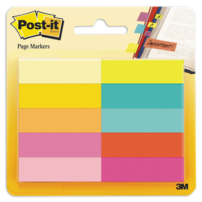 Post-it® Page Flag Markers, Assorted Bright Colors, 50 Sheets/Pad, 10 Pads/Pack