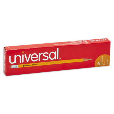 Universal™ #2 Woodcase Pencil, HB (#2), Black Lead, Yellow Barrel, Dozen