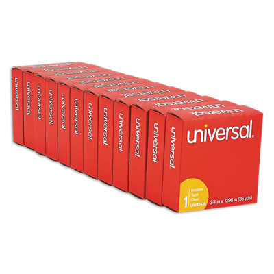 Universal™ Invisible Tape, 1" Core, 0.75" x 36 yds, Clear, 12/Pack