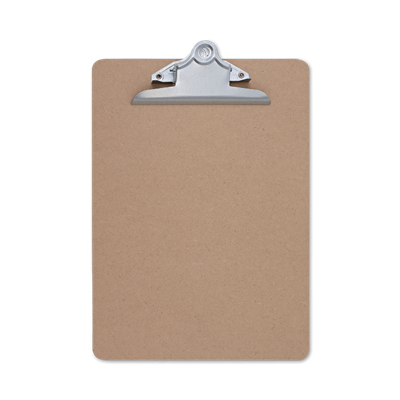 Universal™ Hardboard Clipboard, 1.25" Clip Capacity, Holds 8.5 x 11 Sheets, Brown