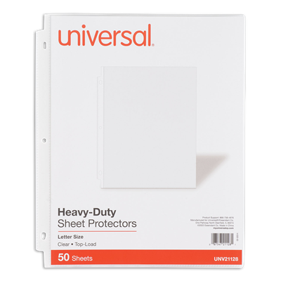 Universal™ Top-Load Poly Sheet Protectors, Heavy Gauge, Clear, 50/Pack
