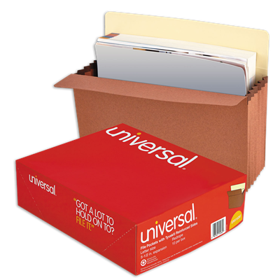 Universal™ Redrope Expanding File Pockets, 5.25" Expansion, Letter Size, Redrope, 10/Box