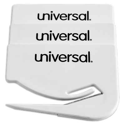 Universal™ Letter Slitter Hand Letter Opener with Concealed Blade, 2.5", White, 3/Pack