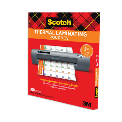 Scotch® Laminating Pouches, 3 mil, 9" x 11.5", Gloss Clear, 100/Pack