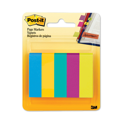 Post-it® Page Flag Markers, Assorted Colors,100 Flags/Pad, 5 Pads/Pack