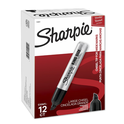 Sharpie® King Size Permanent Marker, Broad Chisel Tip, Black, Dozen
