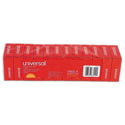 Universal™ Invisible Tape, 1" Core, 0.75" x 83.33 ft, Clear, 12/Pack
