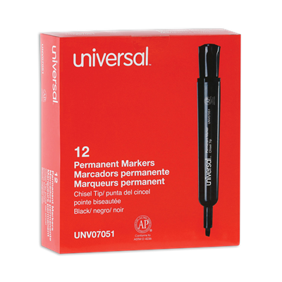 Universal™ Chisel Tip Permanent Marker, Broad Chisel Tip, Black, Dozen