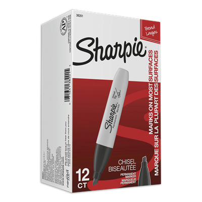 Sharpie® Chisel Tip Permanent Marker, Medium Chisel Tip, Black, Dozen